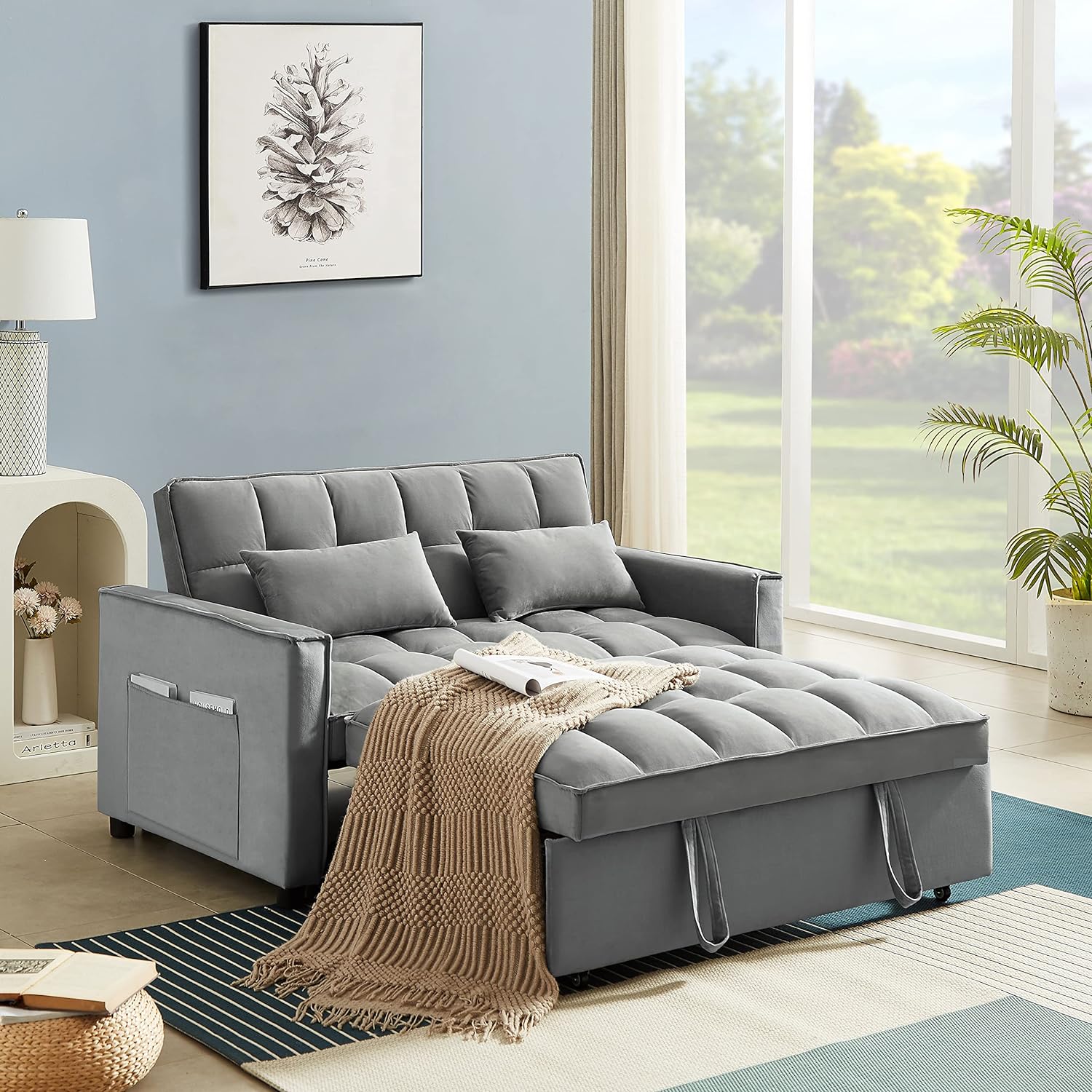 Eafurn 3 in 1 Multi-Functional Convertible Sleeper Sofa Bed