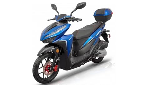 HHH Clash 200 EFI Adult Scooter Vitacci Gas Street Scooter 168cc Motorcycle Fully Automatic, Matching trunk and LED lights (BLUE)