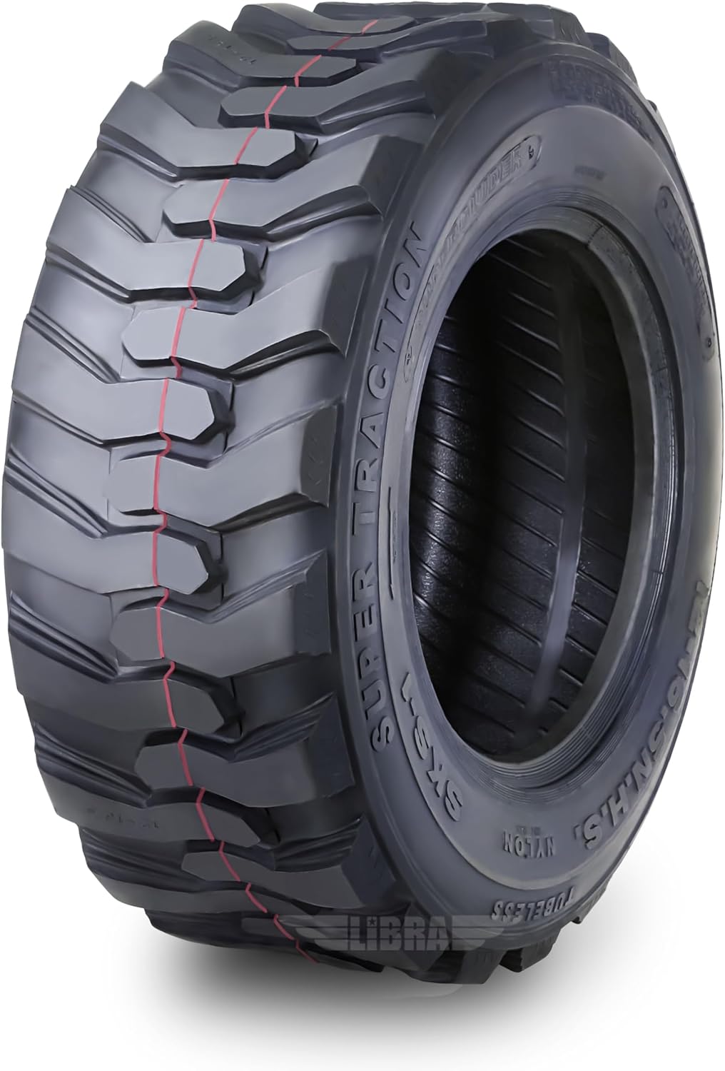 One New Super Guider Heavy Duty 12-16.5 12x16.5 12 Ply Industrail Skid Steer Tire w/Rim Guard