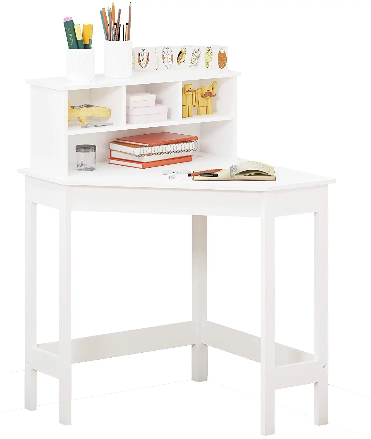 CHNJHUM Corner Desk with  and Hutch for Small Space   Corner Desk with Reversible Hutch for Girls Boys  Study Computer Desk Workstation &amp