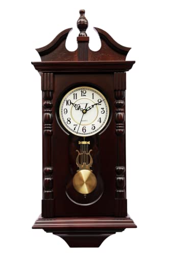 Grandfather Wall Clocks Battery Operated for Living Room Decor, Traditional Wood Wall Pendulum Clock with Westminster Chime