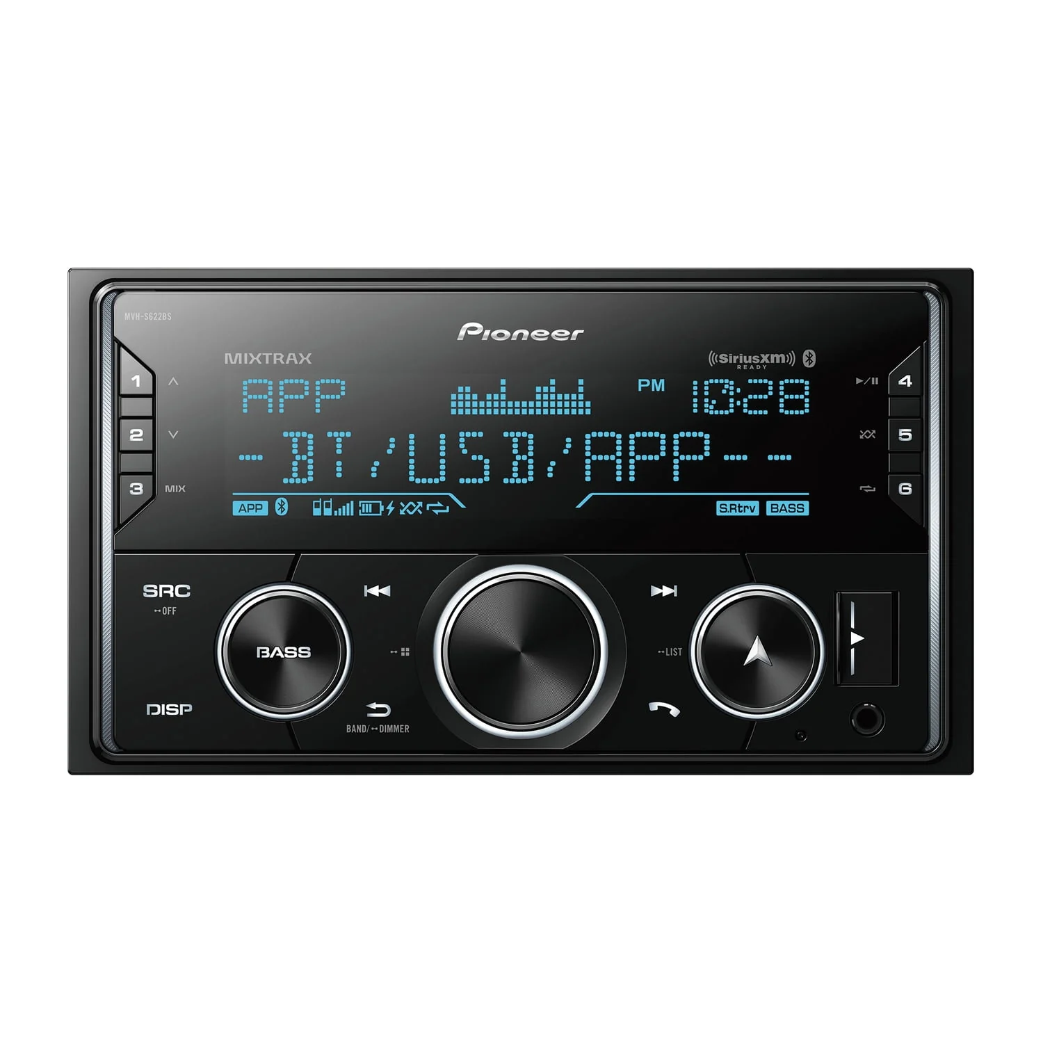 Pioneer MVH-S622BS MVH-S622BS Car Stereo Head Unit, Double-DIN, LCD with Smart Sync Compatibility, Bluetooth, and Sirius-XM Ready
