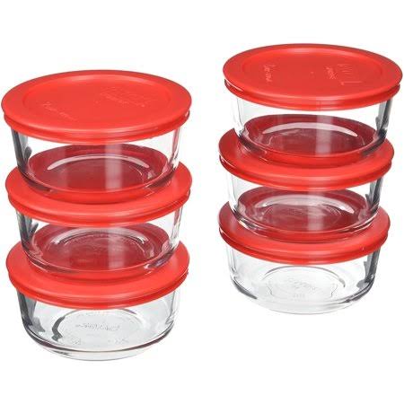 Pyrex Simply Store 7200 Glass Storage Bowls w/ 7200-pc Red Lid Covers