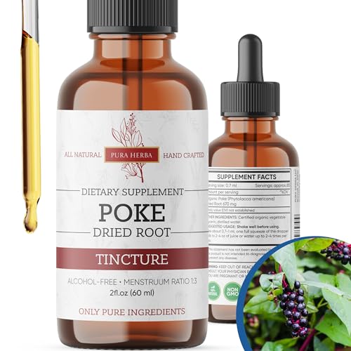 Pura Herba Organic Poke Root Tincture, Supports Immune and Lymphatic System, Alcohol Free, Vegan - 2 Fl Oz - Kansas Nuitrition - HNZSDS