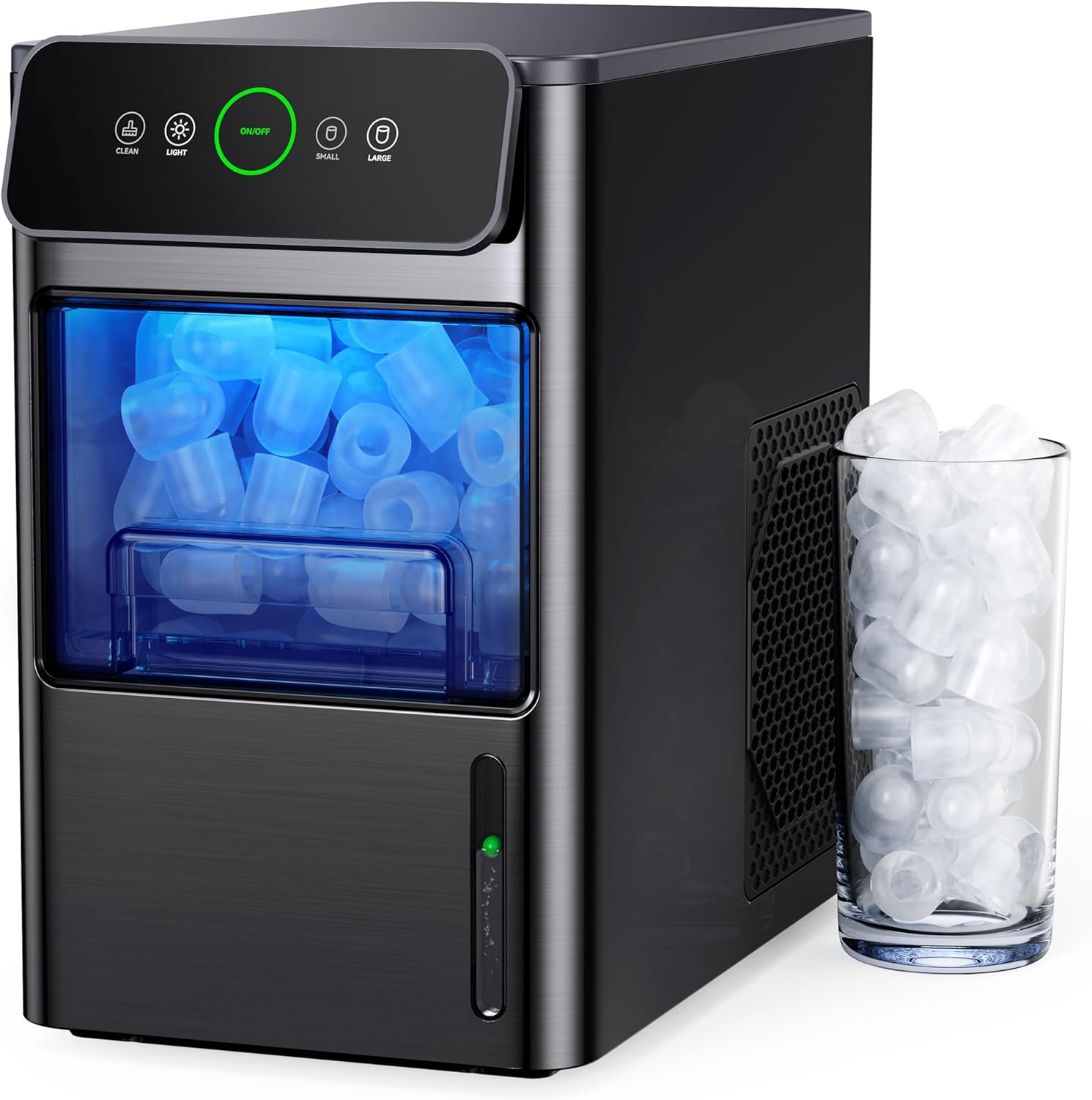 Silonn Ice Maker Coutertop Machine - Portable Ice Cube Maker, 2.6lbs Ice Basket with Bullet Ice in 6 Mins, Visible Water Level Window and Scoop