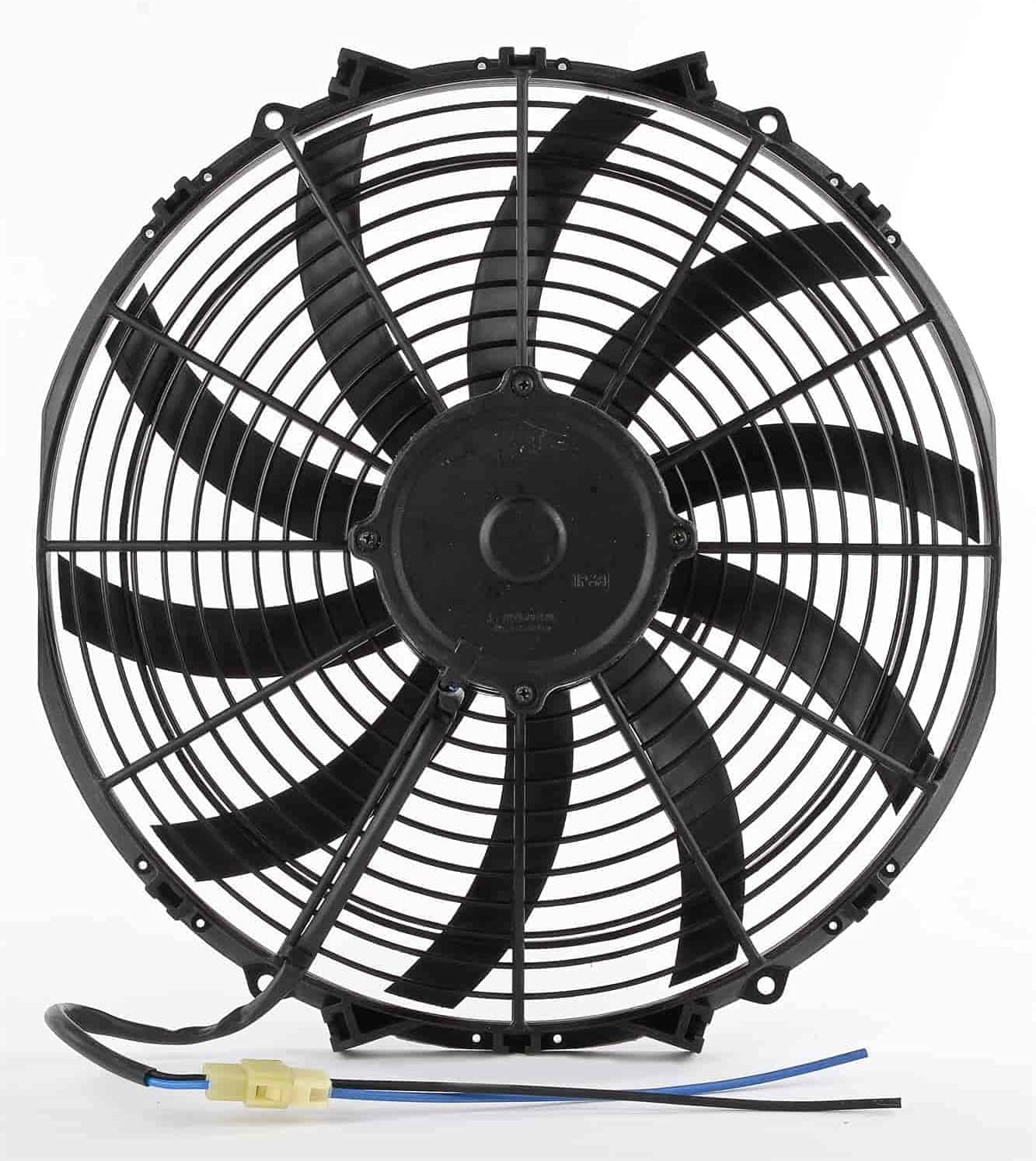 JEGS Low Profile Heavy-Duty Electric Cooling Fan | 14” Diameter | 2135 CFM | 17.2 Amp Draw | Reversible | Lightweight Polyethylene | Includes