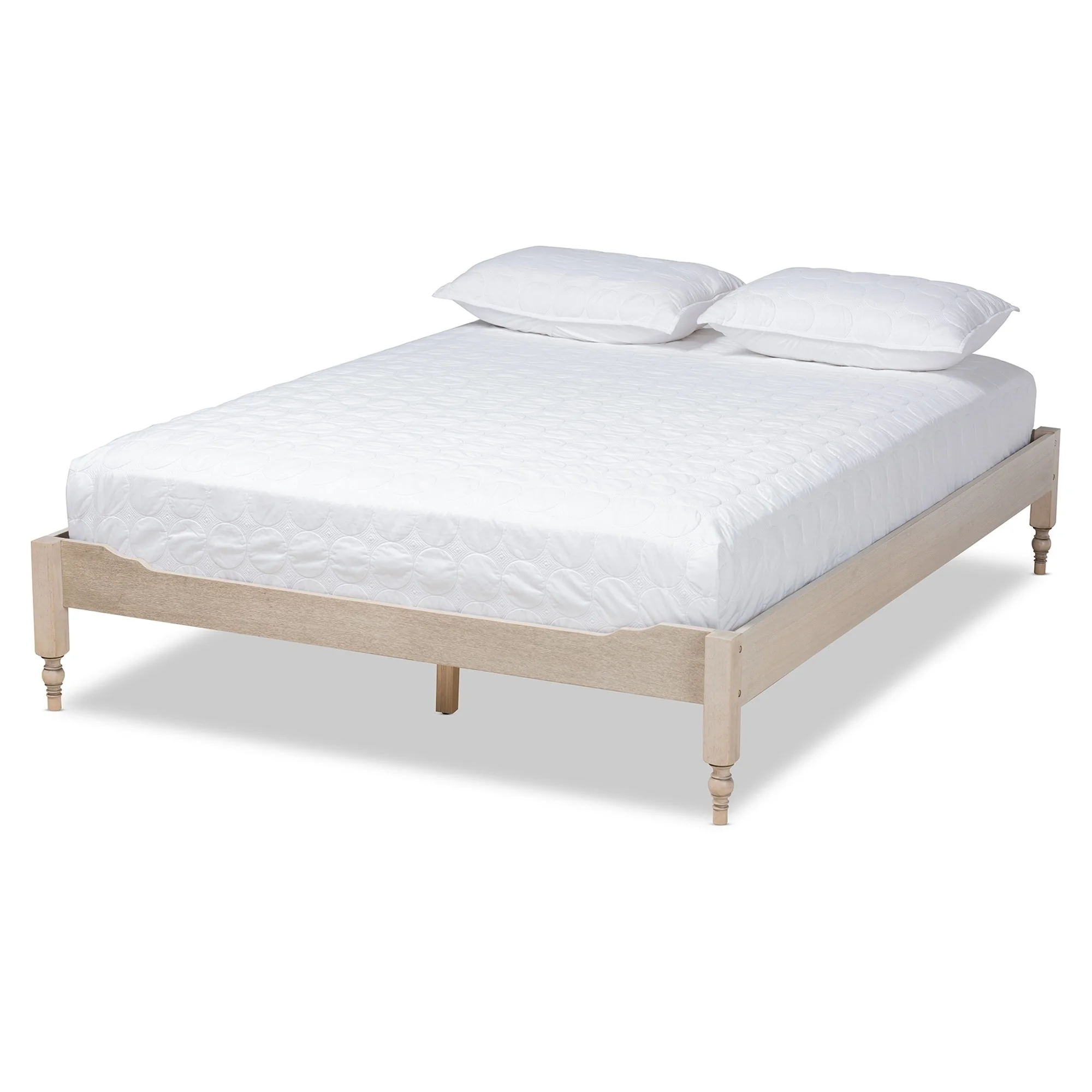 The Gray Barn  Melanie Mount French Bohemian Wood Platform Bed Frame Antique white King