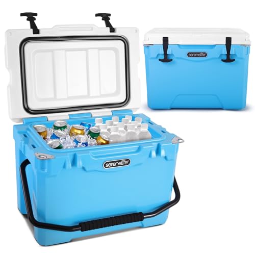 SereneLife Ultra-Tough 45 Quart Rotomolded Cooler Box with Wheels, Holds Upto 56 Cans, Keeps Ice Up to 5 Days