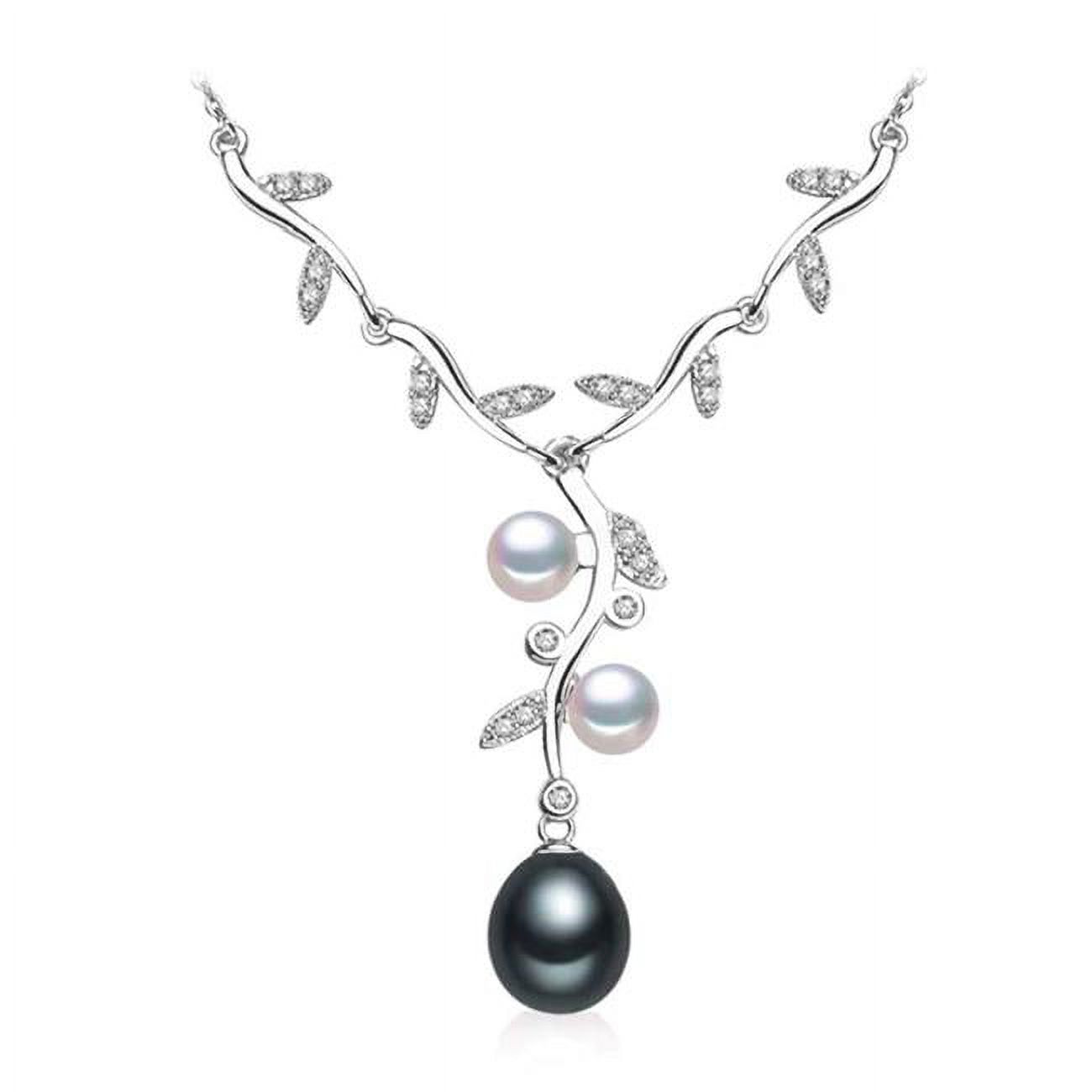 Majesty Diamonds  Teardrop Multi-Color Freshwater Pearl Branching Fancy Pendant Necklace with Chain in 0.925 White Sterling Silver