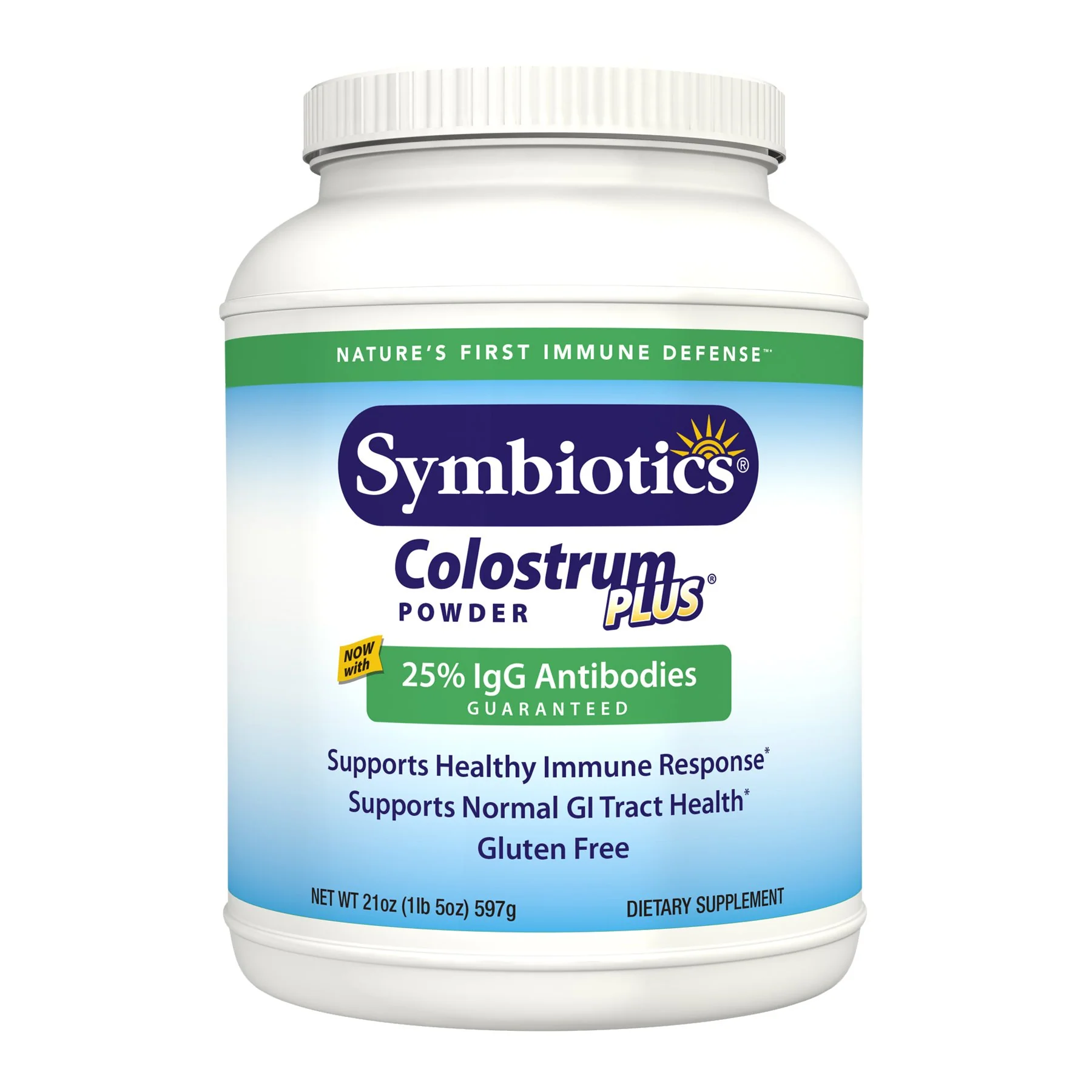Symbiotics Colostrum Plus Powder 21 oz (597 g) - Immunity Support - Promotes Athletic Performance and Optimal Iron Levels - Immunoglobulin
