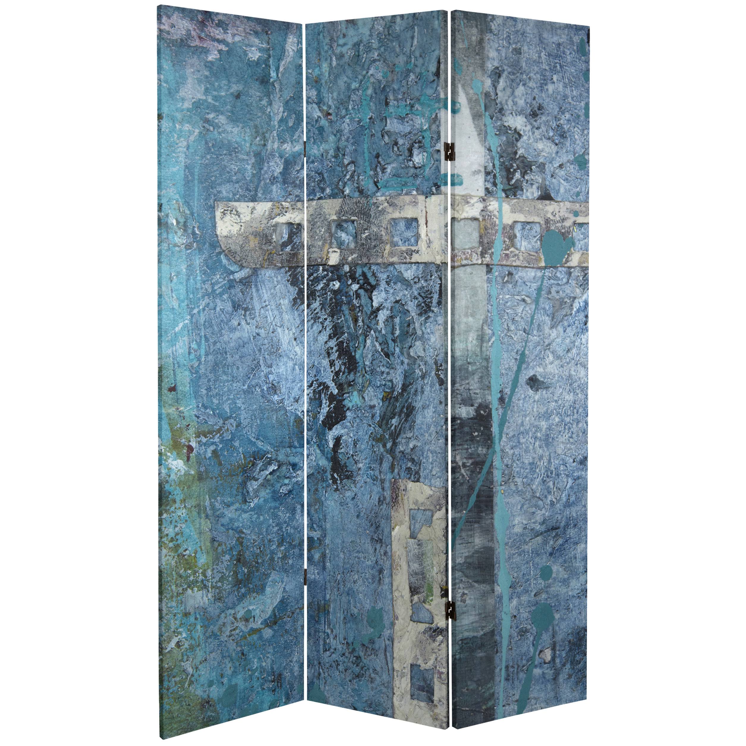 Oriental Furniture Double Sided Blue Dream Canvas Room Divider