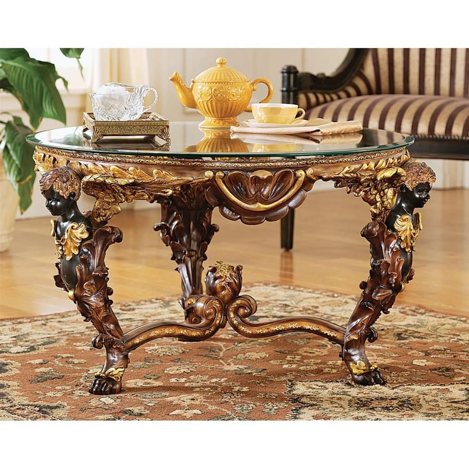 Design Toscano Louis XIV Glass - Topped Cocktail Table