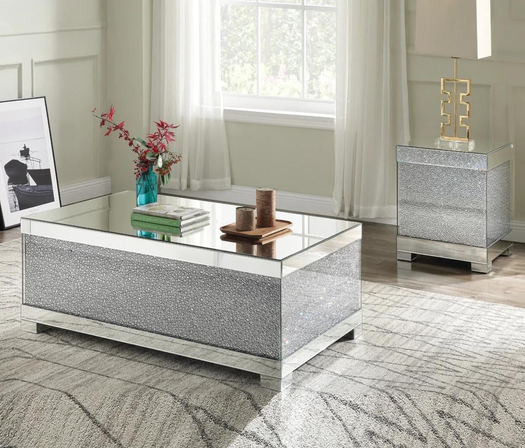 Mirrored & Faux Crystals Coffee Table + 2 End Tables by Acme Mallika 87910-3pcs