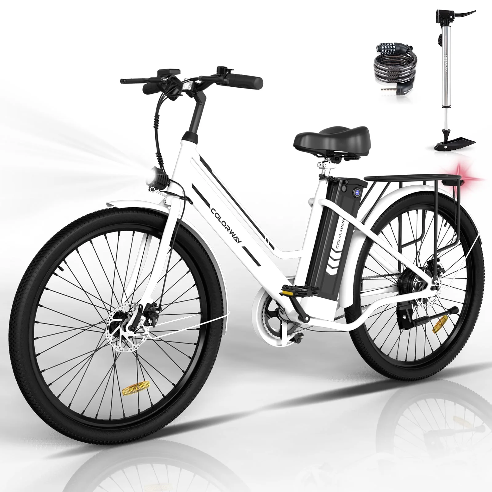 COLORWAY 26 Electric Bike for Woman, 500W Powerful Motor, 36V 12AH Removable Battery E Bike, , Max. Speed 19.9MPH Electric Bicycle
