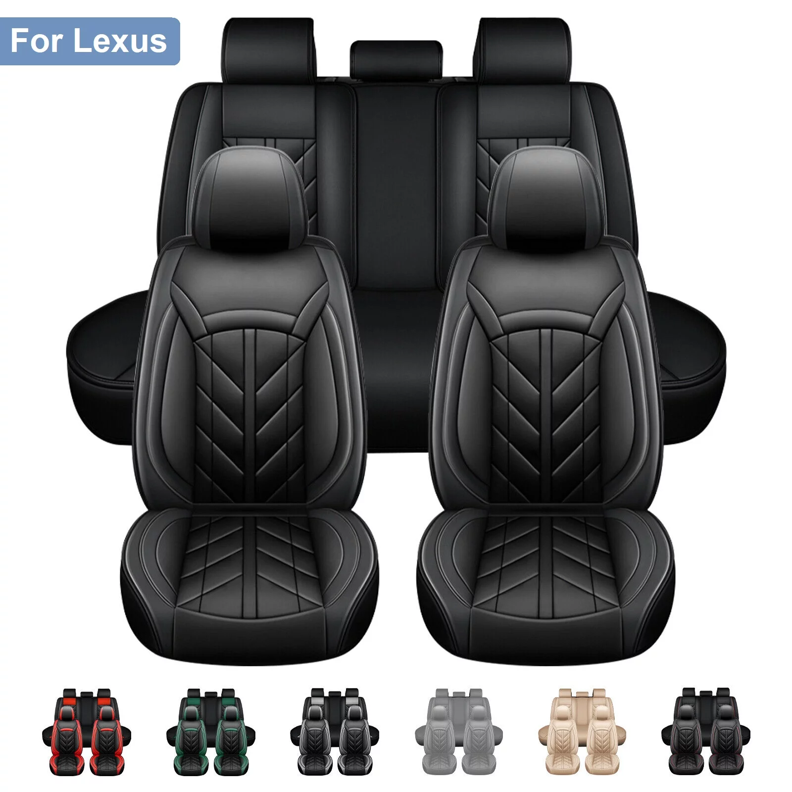 For Lexus Car Seat Cover 5 Seats, Premium Front+Rear Seat Full Set Protector, Cars SUV Automotive Interior Black - Curated Treasures Market