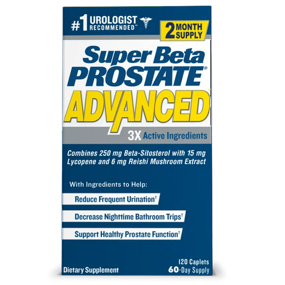 Super Beta Prostate Advanced Male Supplement with Beta-Sitosterol, 120 Caplets, 60 Servings - Kansas Nuitrition - HNZSDS