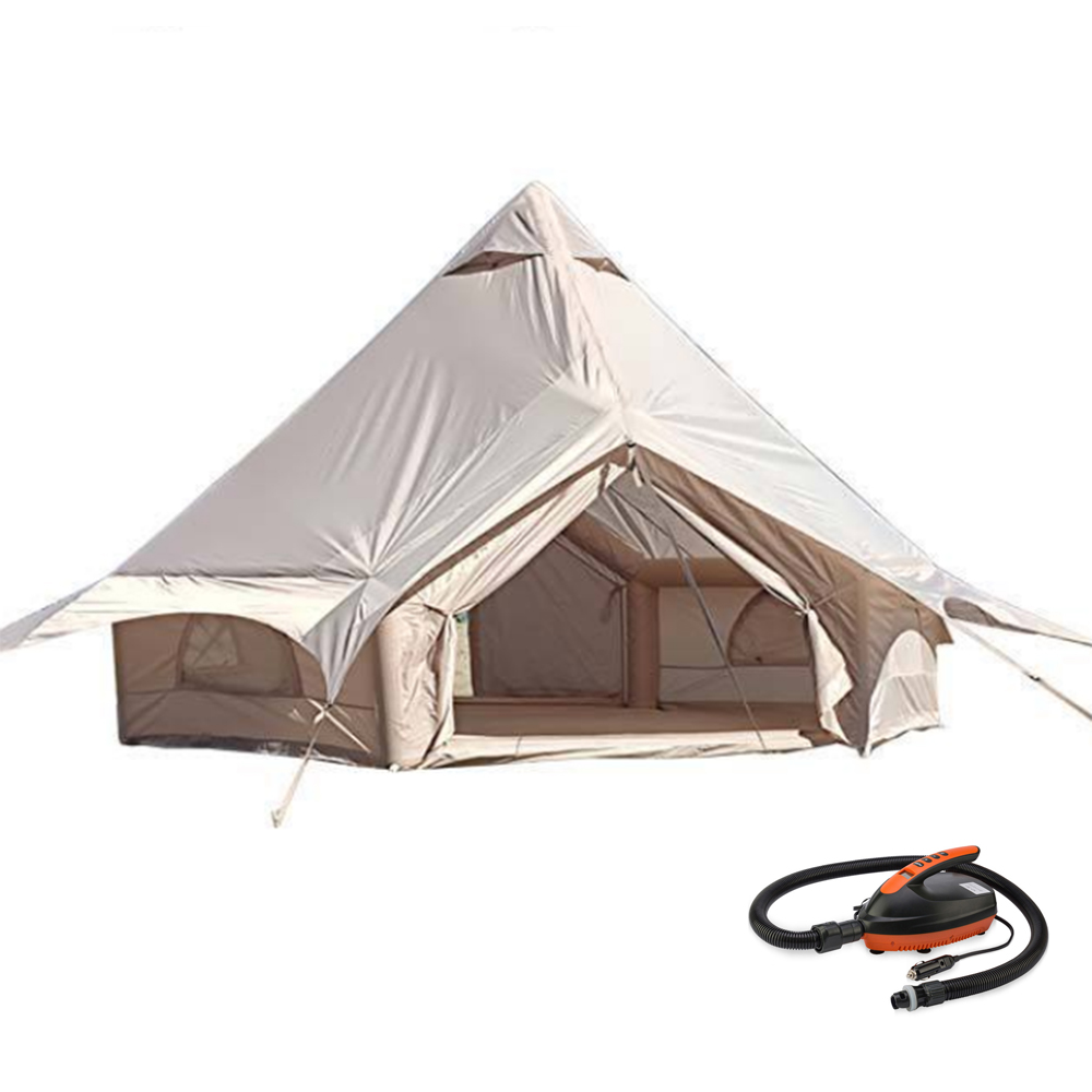 Inflatable Camping Bell Tent with Electric Pump, Glamping Tent, Waterproof Windproof Oxford Tent, Outdoor Blow Up Tent, Easy Setup