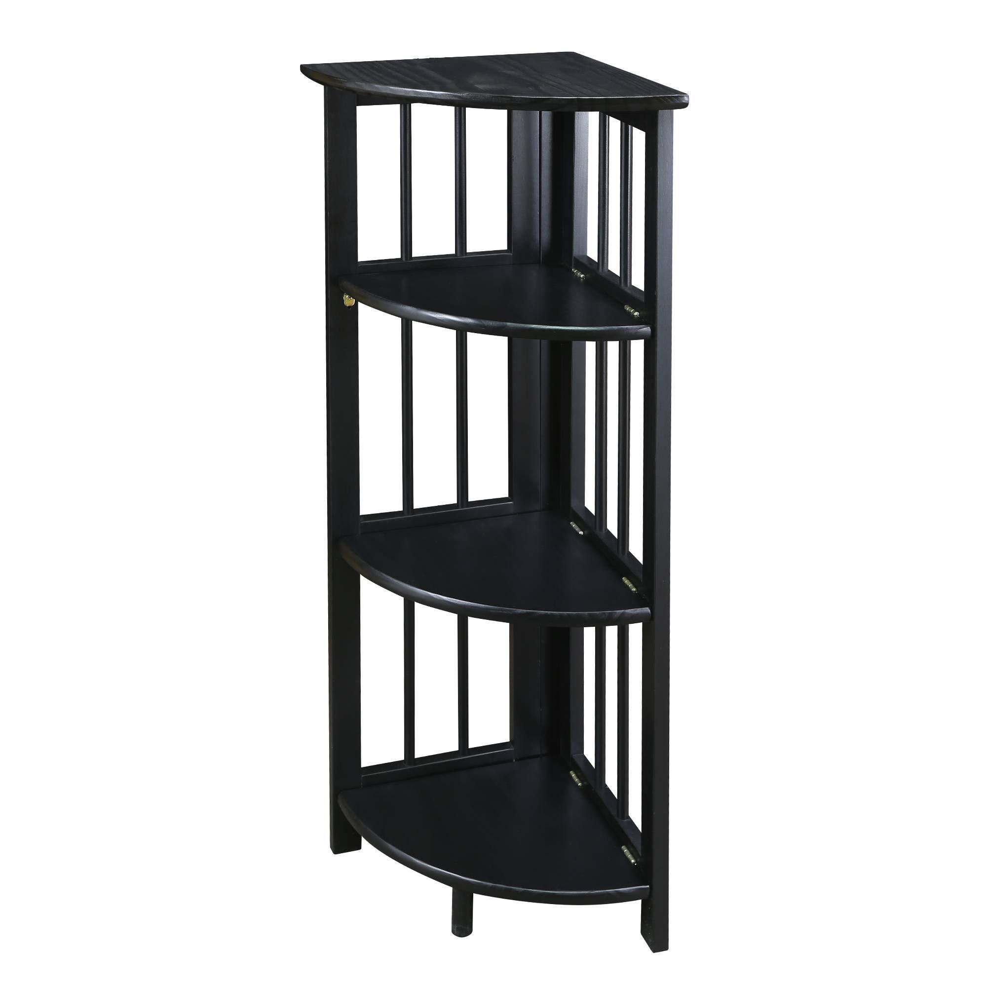 38.75x22 4 Shelf Corner Folding Bookcase Black - Flora Home