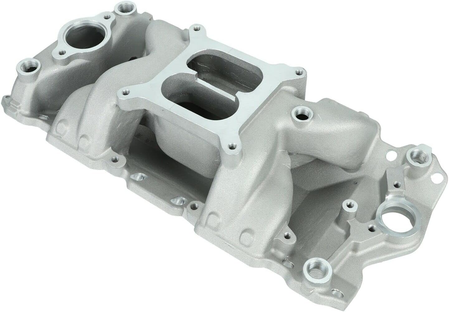 Small Block Chevy Dual Plane Air Gap Satin Aluminum Intake 1500-5500 RPM SBC 350 400