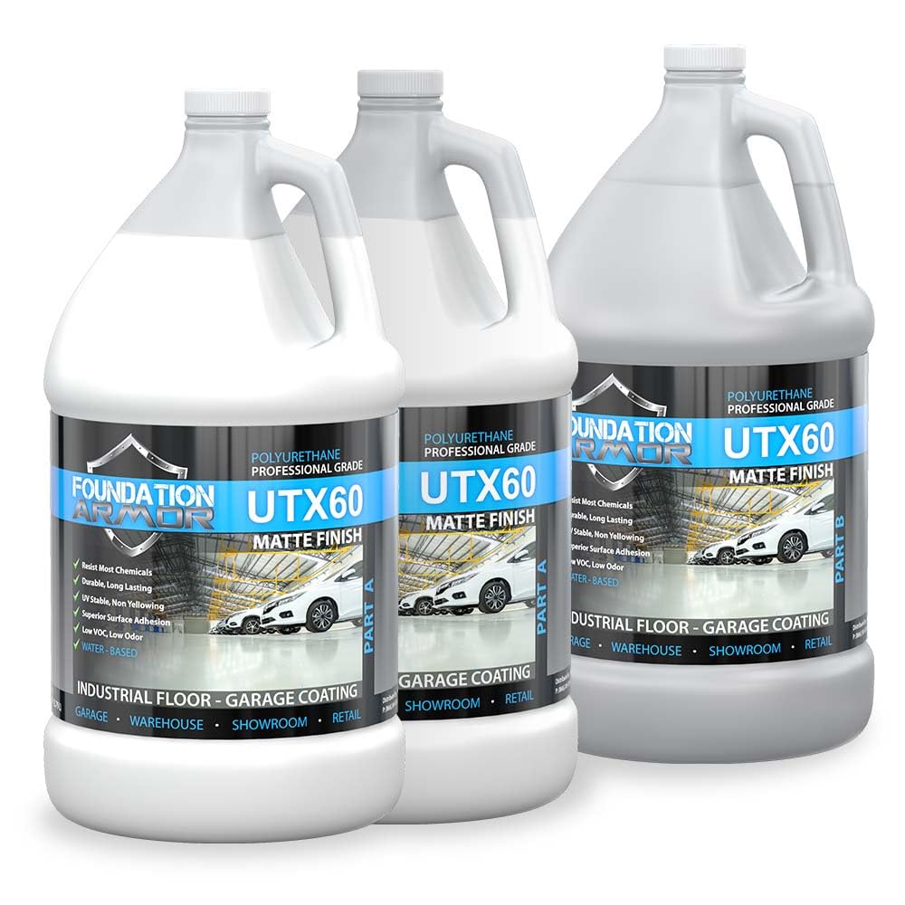 Armor UTX60 Matte Concrete and Garage Floor Coating Resistant to Oil, Gas, Chemicals - 3 Gallon Kit - Radiant Selections