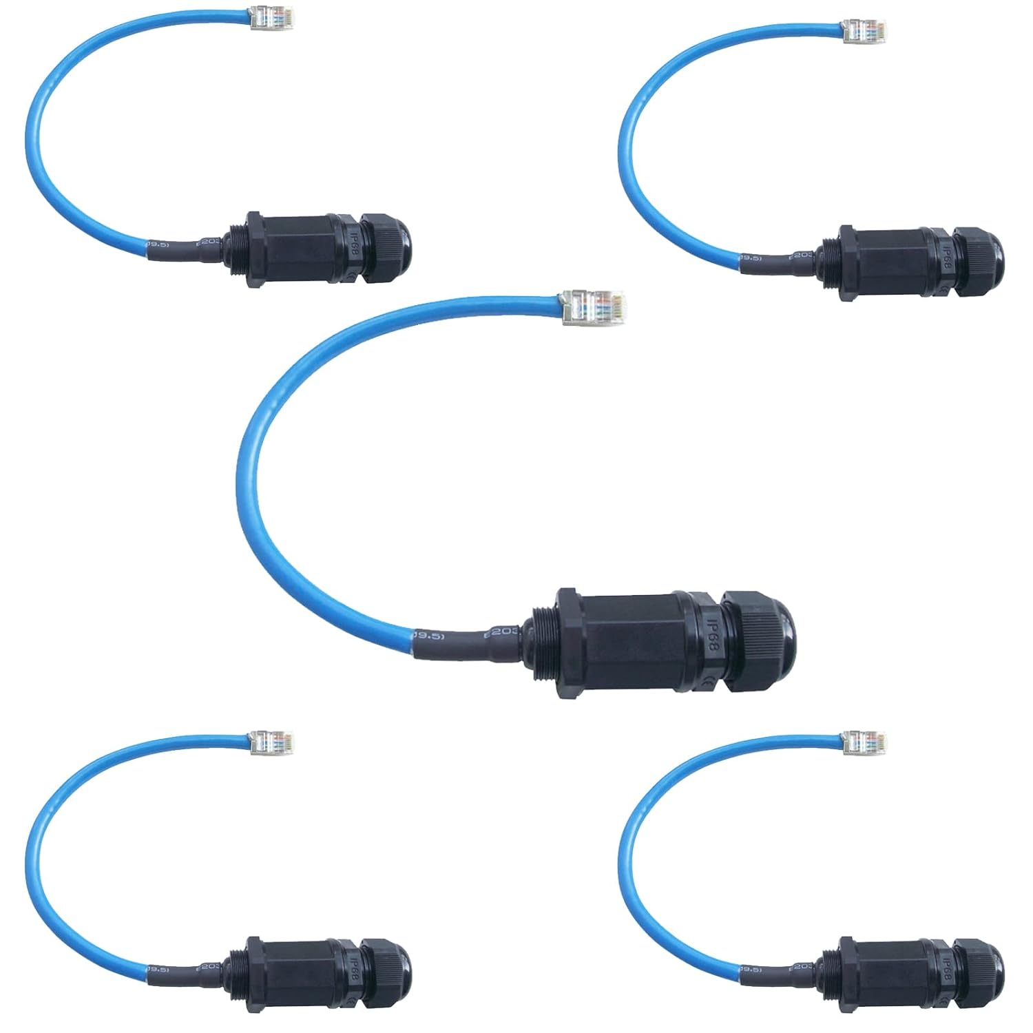 PENGLIN 5PCS M22 RJ45 Waterproof Panel Mount Connector, Male to Female Cat6 Ethernet LAN Cable