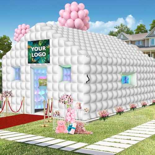 Inflatable Nightclub 20x16.5x12 Ft, Large White Inflatable Party Club Tent for Adults Birthday Backyard Wedding Rental, 2 Doors and Logo Area
