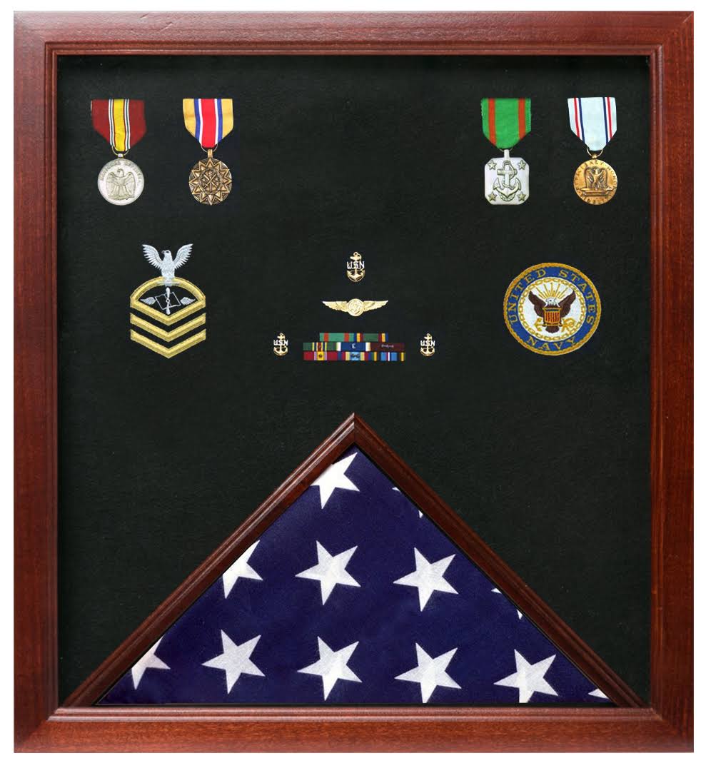 Military Flag and Medal Display Case