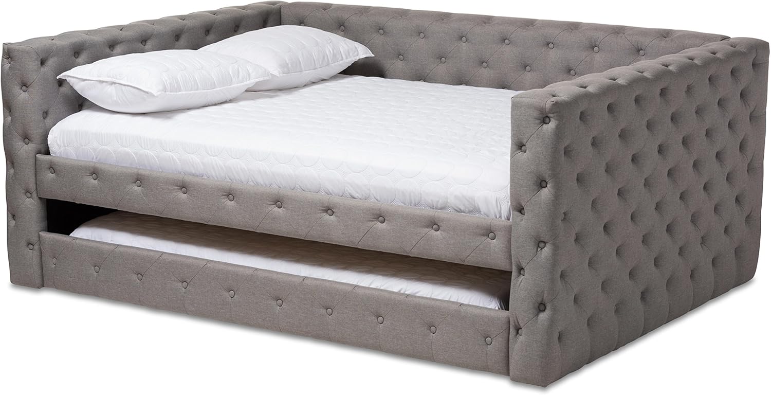 Baxton Studio Rebecca Daybed With Trundle, Queen, Light Beige