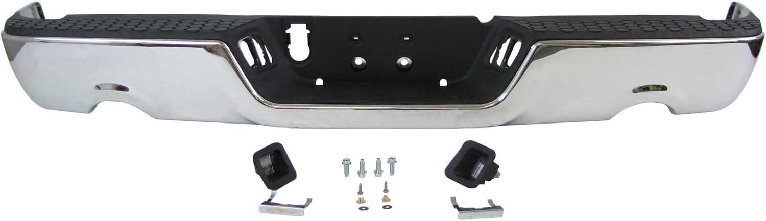 09-13 DODGE PICKUP RAM 1500 REAR STEP BUMPER CHR ASSY W/O SENSOR W/ DUAL EXHAUST