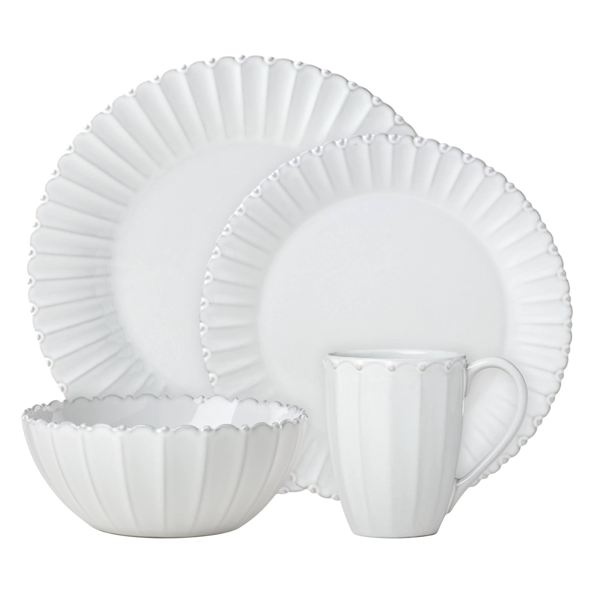 Lenox French Carved Bead 4-Piece Place Setting White