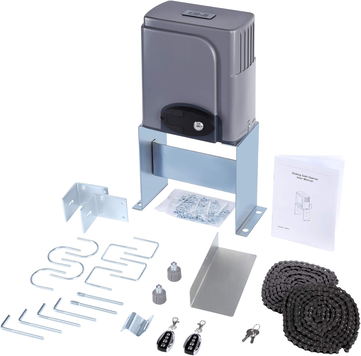 CO-Z Automatic Sliding Gate Opener with 2 Remote Controls, Electric Rolling Driveway Slide Gate Motor
