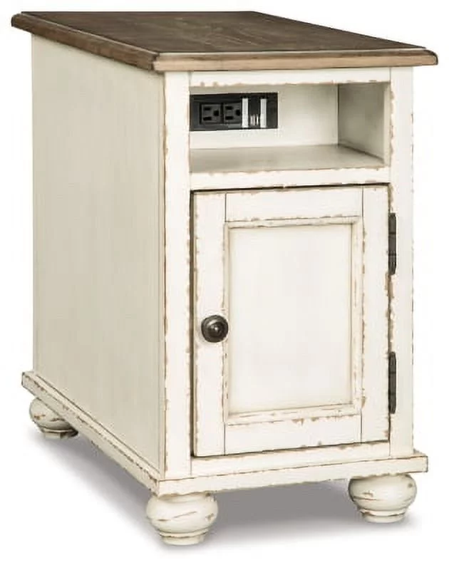Signature Design by Ashley Traditional Realyn Chairside End Table  White/Brown