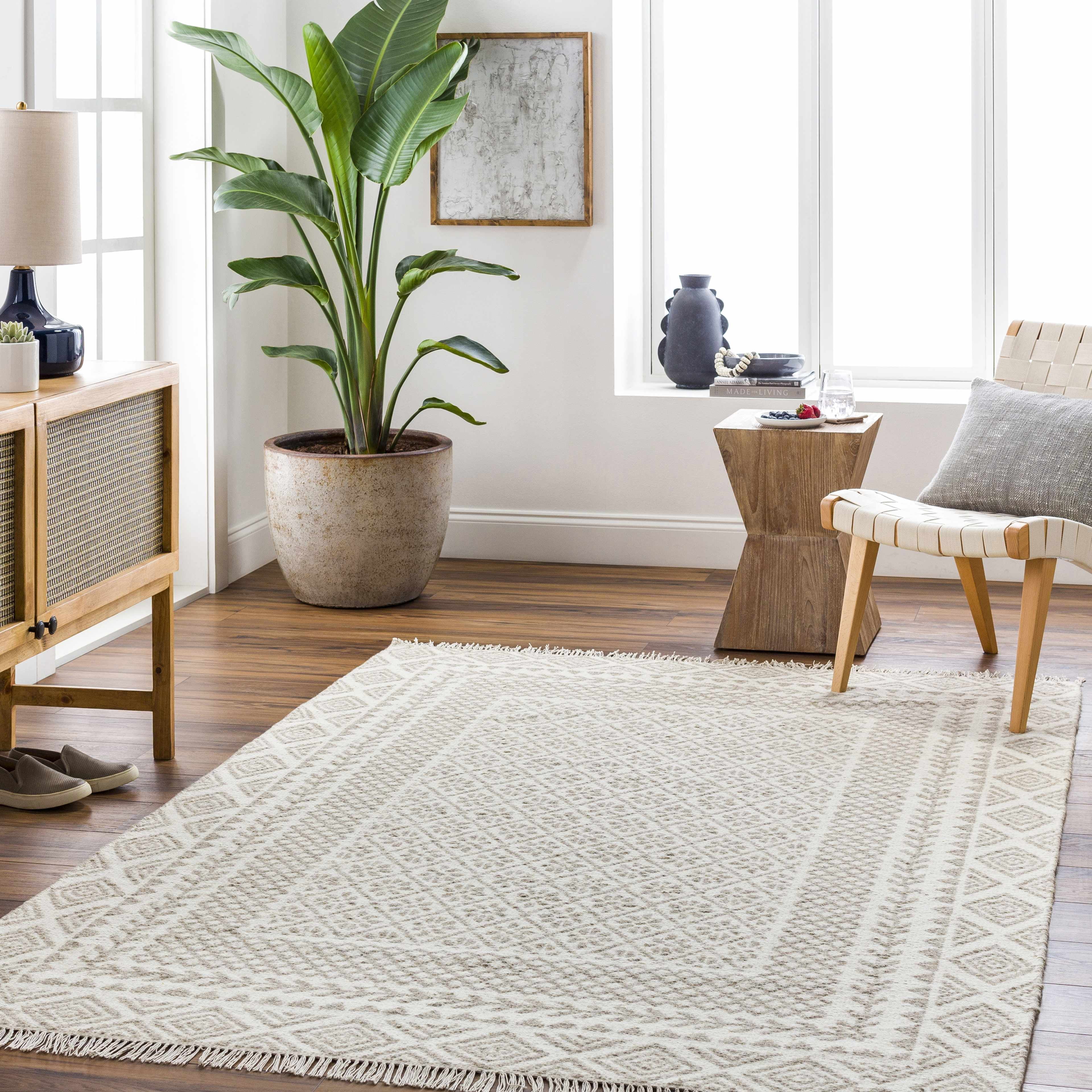 Hauteloom Albus Wool Living Room, Bedroom Area Rug - Brown, Gray - 8' x 10'