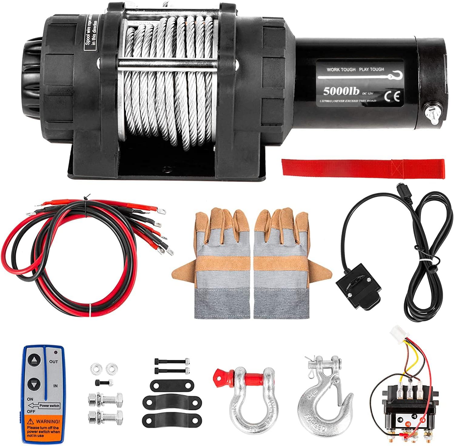VEVOR Truck Winch 5000lbs Electric Winch Cable Steel 12V Power Winch Jeep Winch with Wireless Remote Control and Powerful Motor for UTV ATV & Jeep
