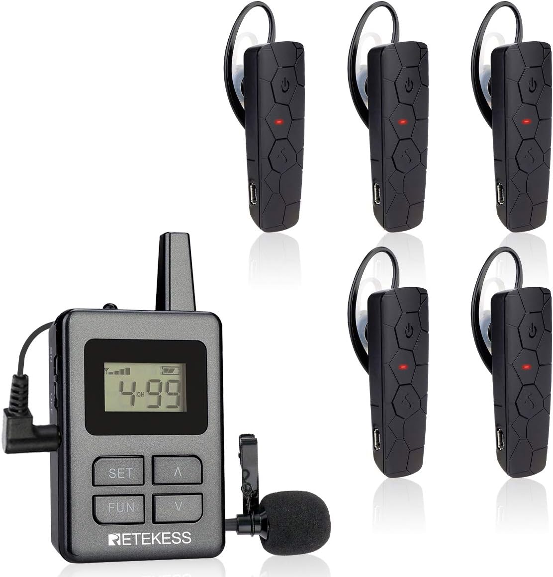 Retekess TT108 Professional Tour Guide System Wireless, 656ft Long Range Audio Transmission, Ear-Hook Church Translation System for School, Training