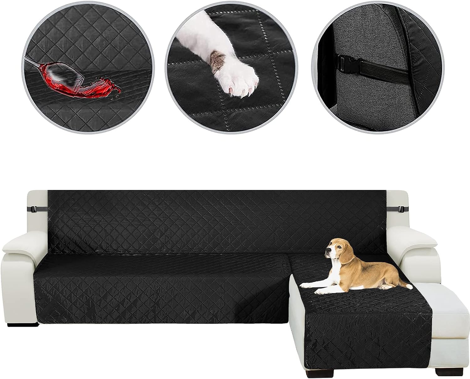 HDCAXKJ Sectional Couch Covers for Dogs 3-Pieces Water Resistant L Shape Sofa Cover Set Pet Friendly Sectional Slipcovers Living Room Non Slip