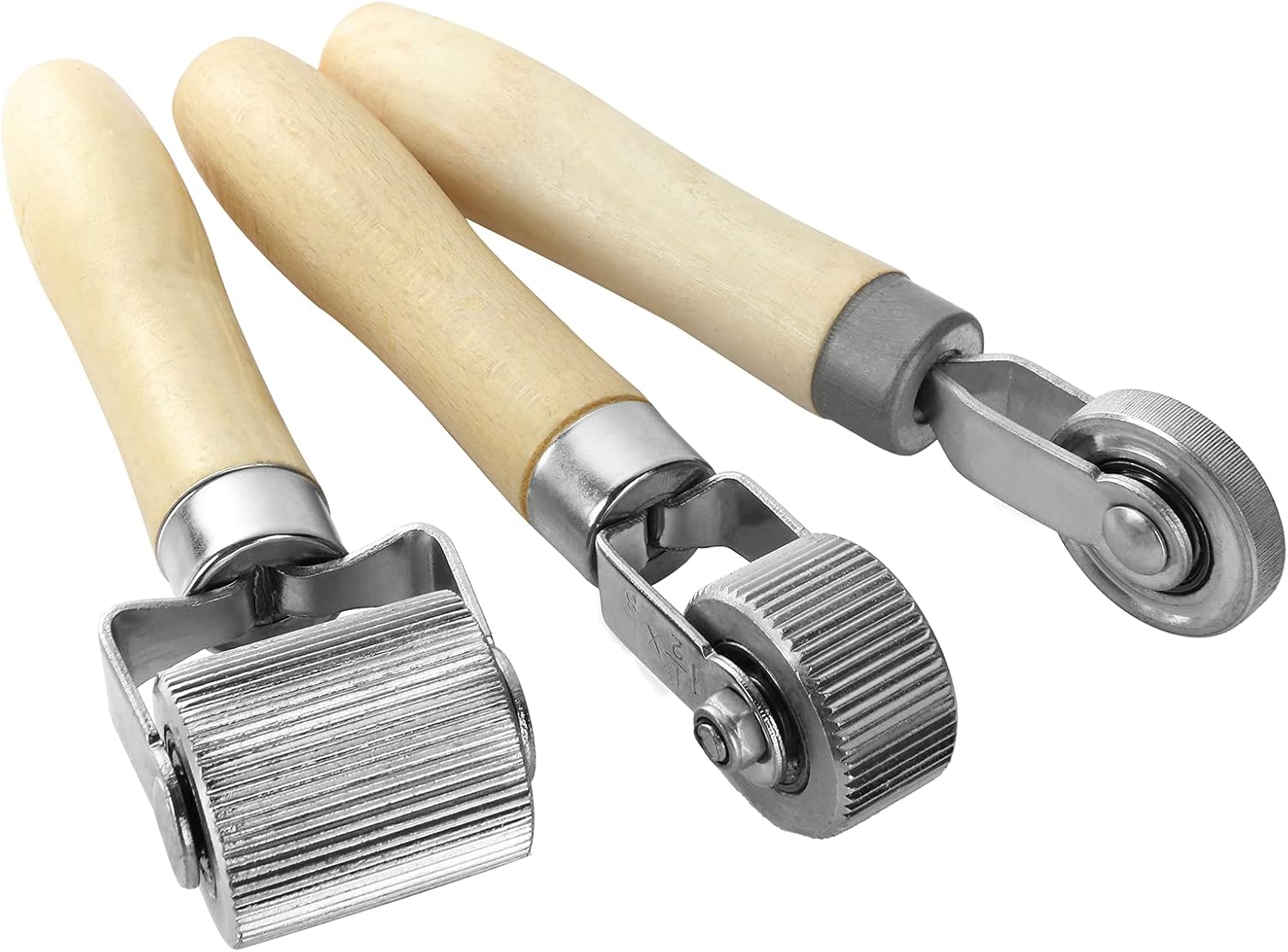 3 Pcs Car Sound Deadening Roller Auto Noise Proof Insulation Tool with Wooden Handle Automotive/Vehicle Sound Deadener Metal Barrel Roller
