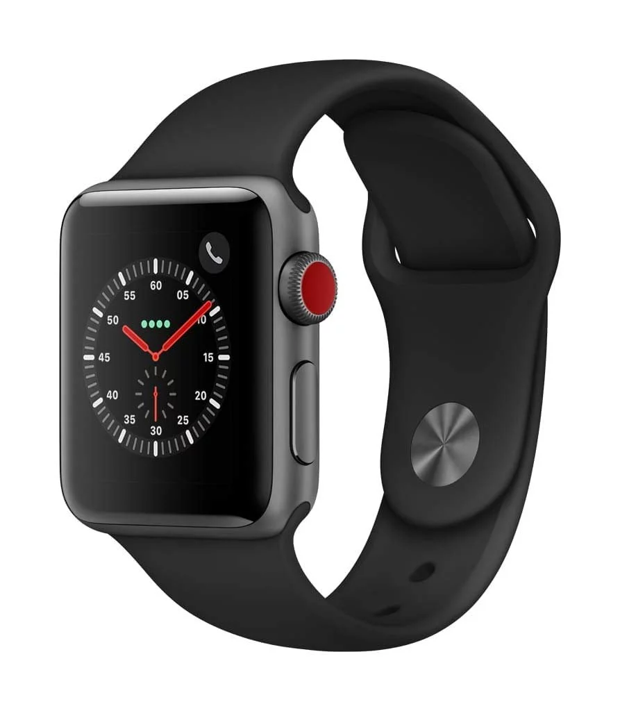 Restored Apple Watch Series 3 38mm Space Gray Aluminum Case with Black Sport Band (GPS + Cellular LTE) (Refurbished)