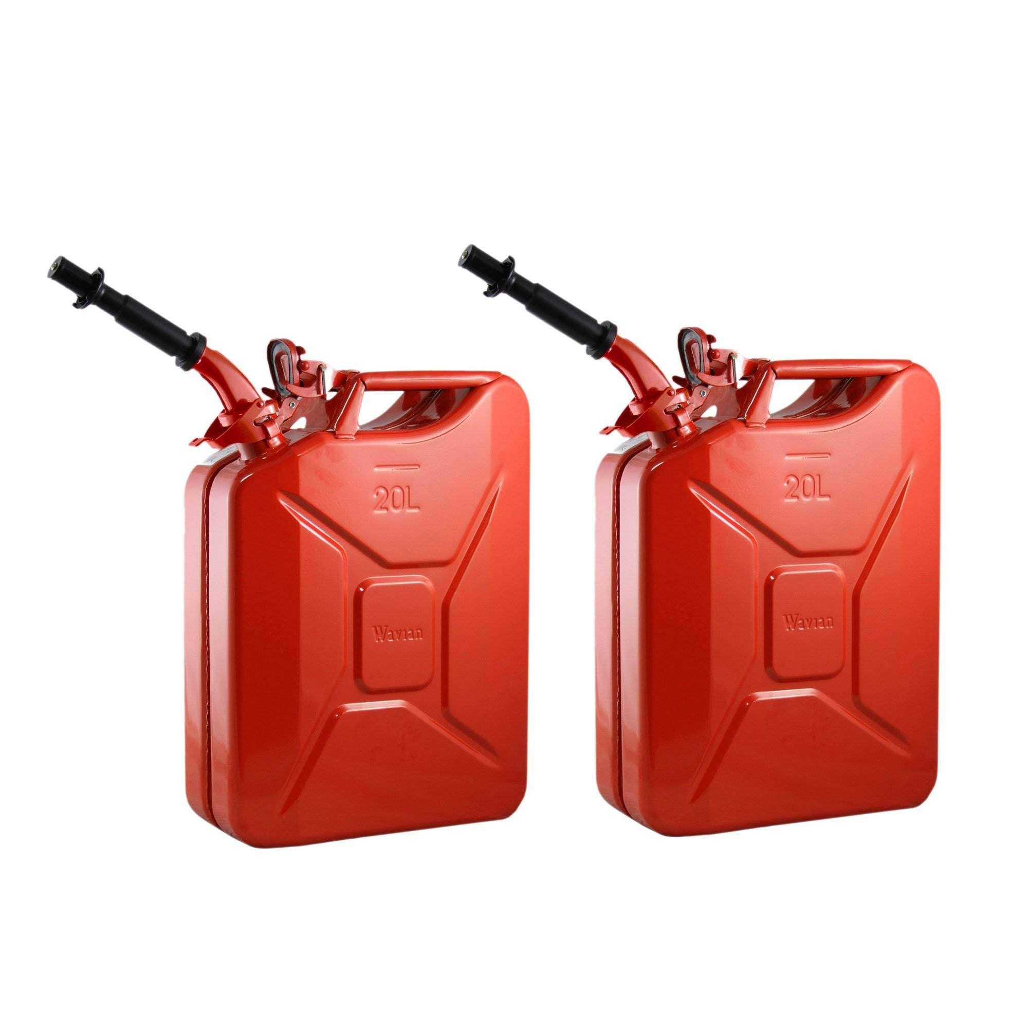 2 Wavian 3009 5.3 Gallon 20 LITER Authentic Carb Fuel Jerry Can with Spout, Red