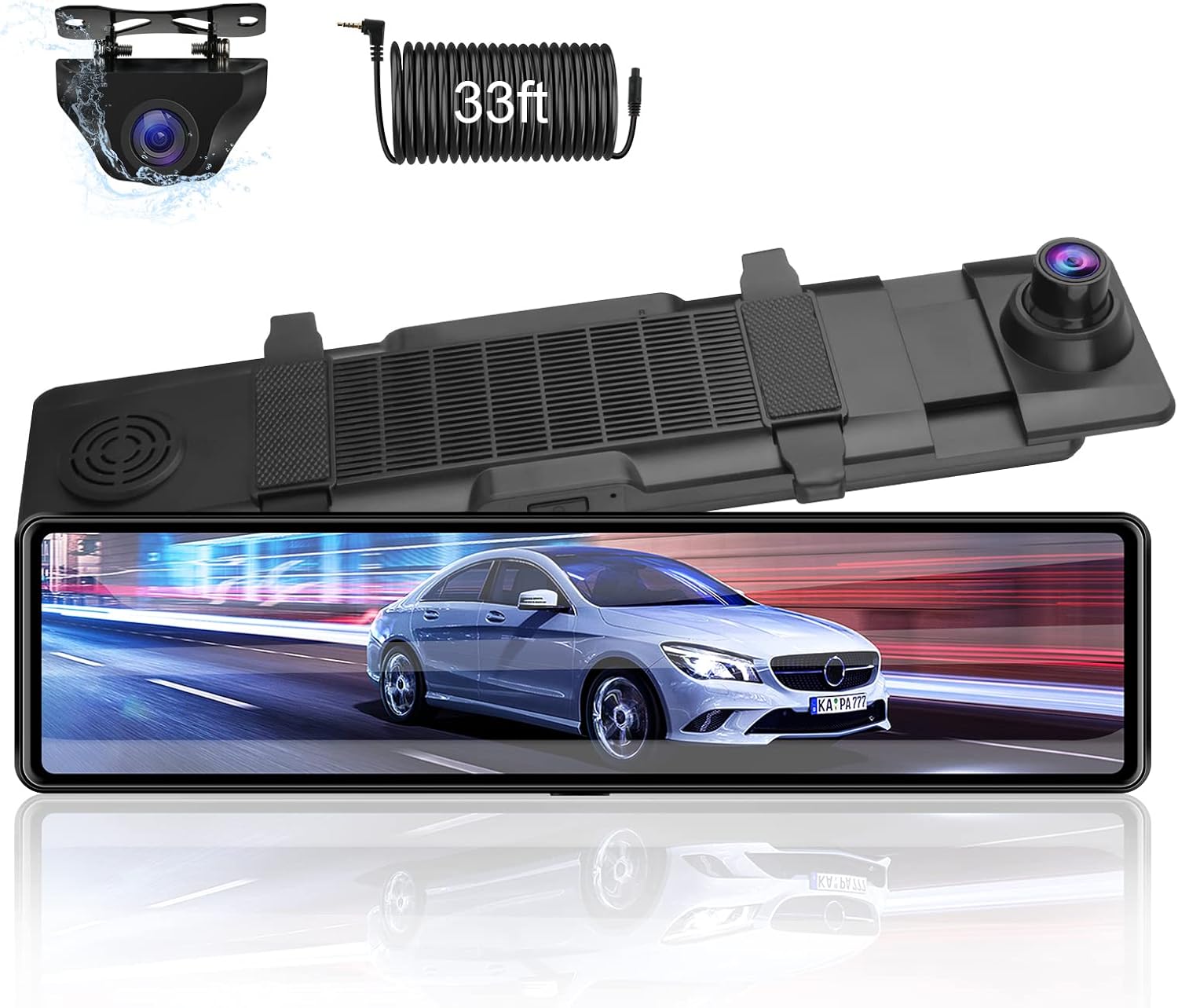 【Newest 11''】 Mirror Dash Cam Front and Rear Dual 1080P Rear View Mirror Camera FHD IPS Full Touch Screen Rearview Dashcam Waterproof Backup Camera