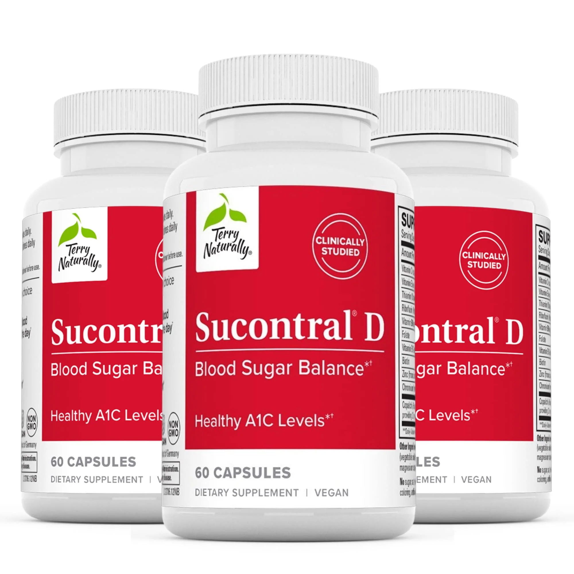 Terry Naturally Sucontral D - 60 Capsules, Pack of 3-100 mg Hintonia LatiFlora - Non-GMO, Gluten Free - 180 Total Servings - Kansas Nuitrition