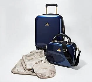Triforce Hardside Carry-On and Beauty Case with Packing Cubes ,Navy