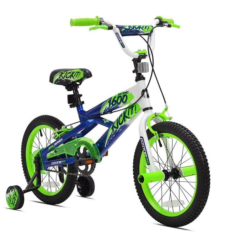 Ozone 500 Boys& 16 in Kick It Bicycle Bright Green/Blue - Boys Bikes at Academy Sports