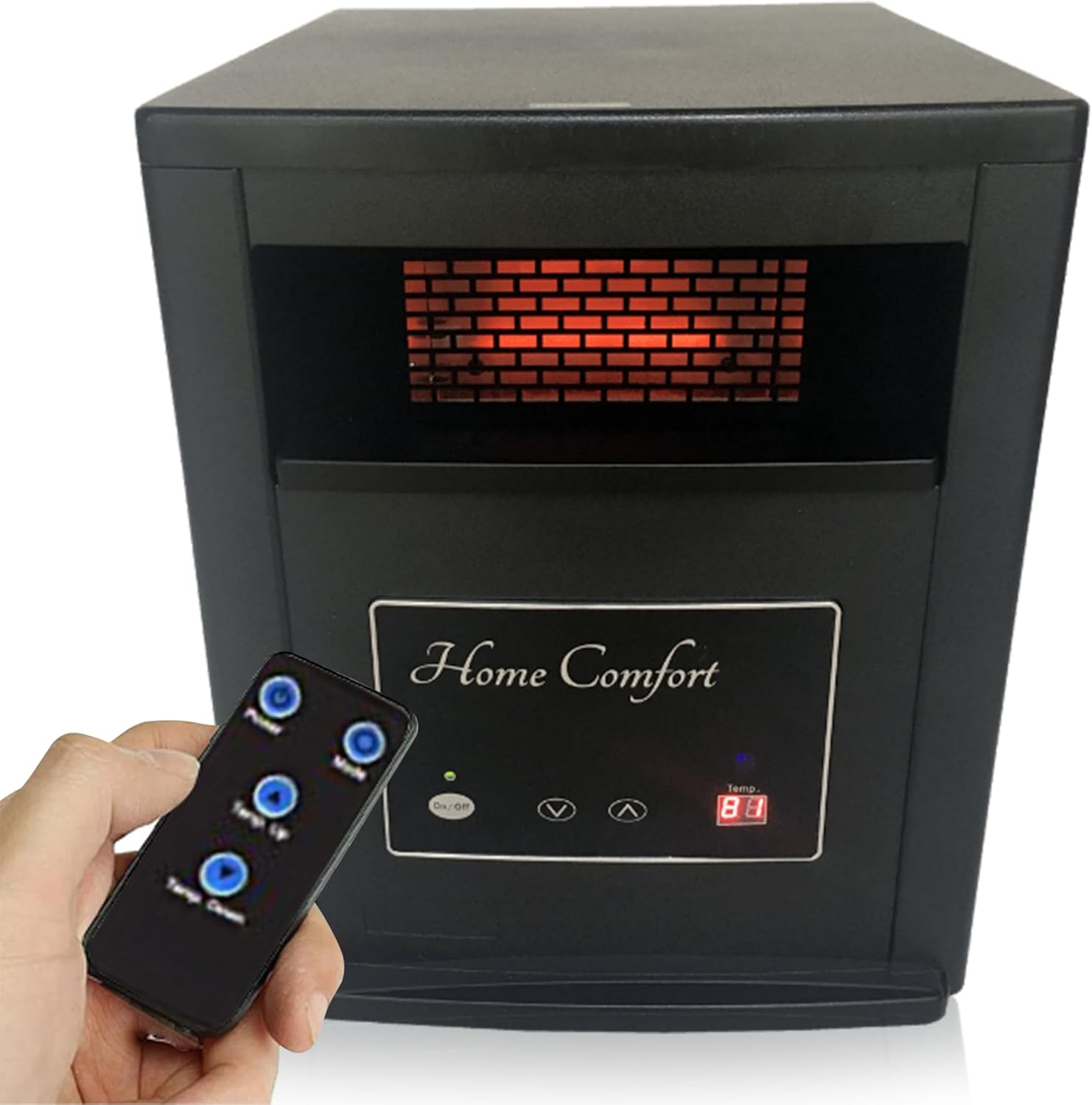 Home Comfort 1500w Infrared Heater - Energy Efficient Space Heater for Year-Round Indoor Warmth, With Thermostat and Remote Control