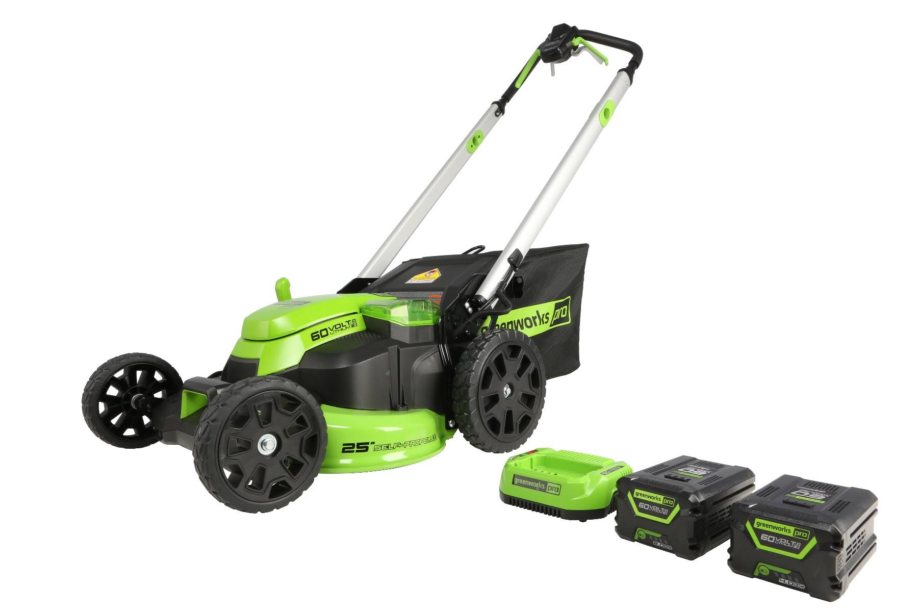 Greenworks Pro 60-Volt Brushless Lithium Ion Self-Propelled 25-in Cordless Electric Lawn Mower Mo60l423