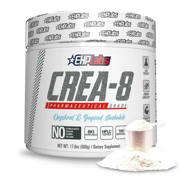 EHP Labs CREA-8 Creatine Monohydrate Powder - Creatine Supplement for Muscle Growth, Increased Strength