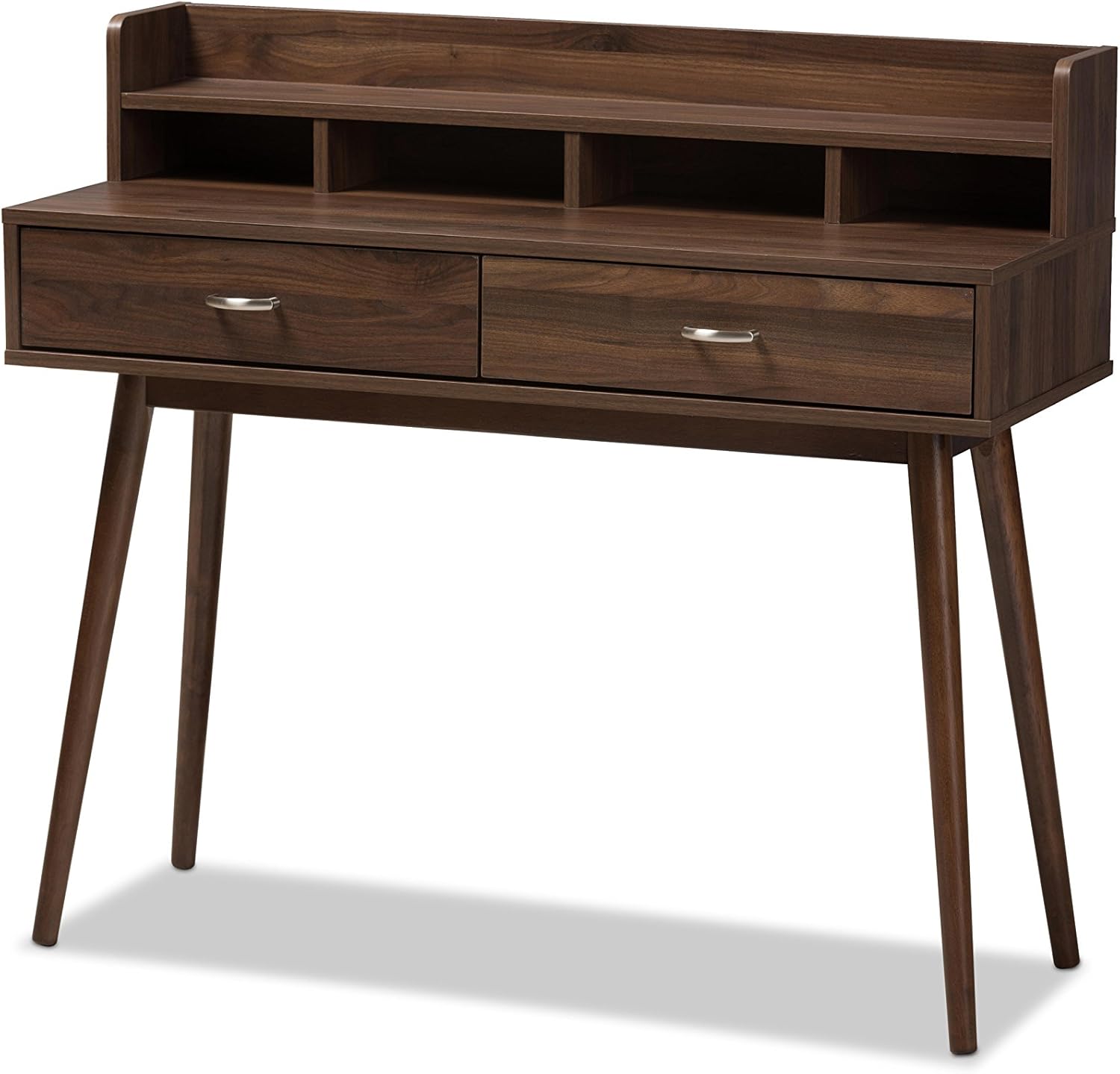 Baxton Studio Sharon Mid-Century Modern Walnut Brown Finished 2-Drawer Desk