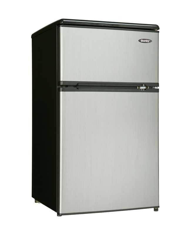 Danby DCR326BSL 3.1-Cu.Ft. Dual Door Compact Fridge with Freezer, Black/Stainless