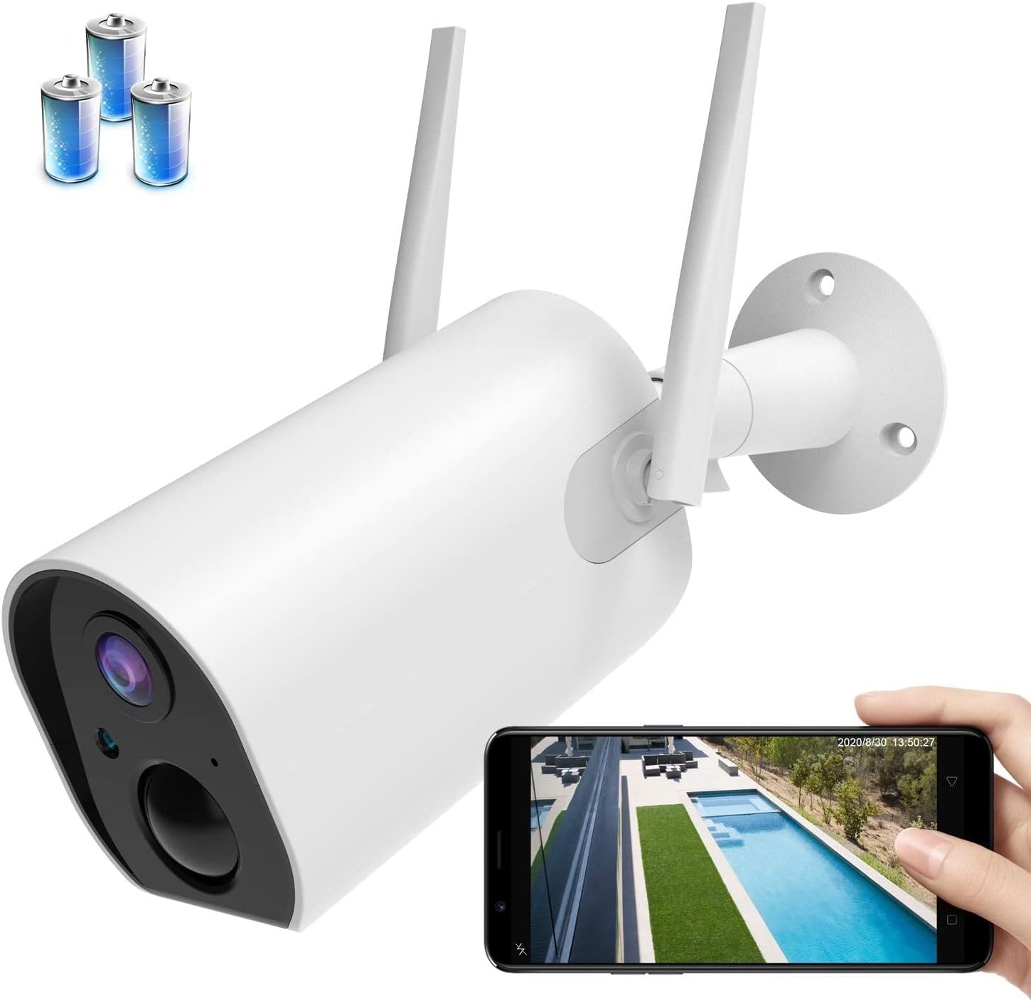 Wireless Outdoor Security Camera WiFi, WinDrogon Rechargeable Battery-Powered Home Security Camera, 15000 Ultra Large Capacity