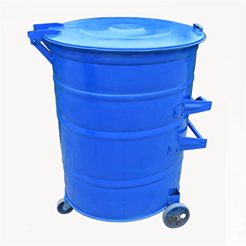 Outdoor Trash can Large-Capacity Iron Trash Can 360L Large Outdoor Sanitation Trailer Trash Can Thick Metal Trash Can with Three Wheels and Lid